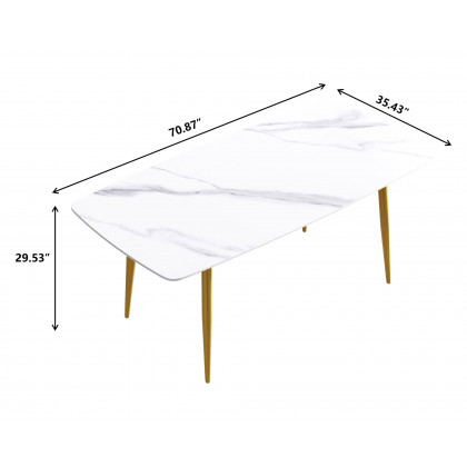 Crenus Cavaliere Curved Rectangular Dining Table - Black/Gold, 63"