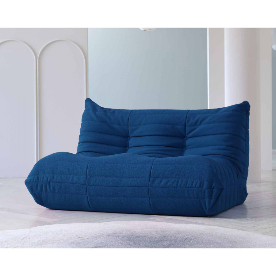 Crenus Caterpillar 53.15″ Floor Loveseat Sofa Teddy Velvet - Blue