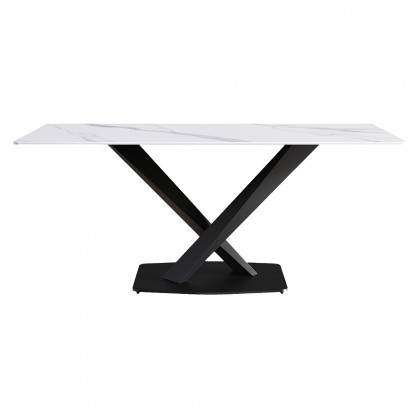 Crenus Pietra Rectangular Dining Table - Black/Gold, 70.87''