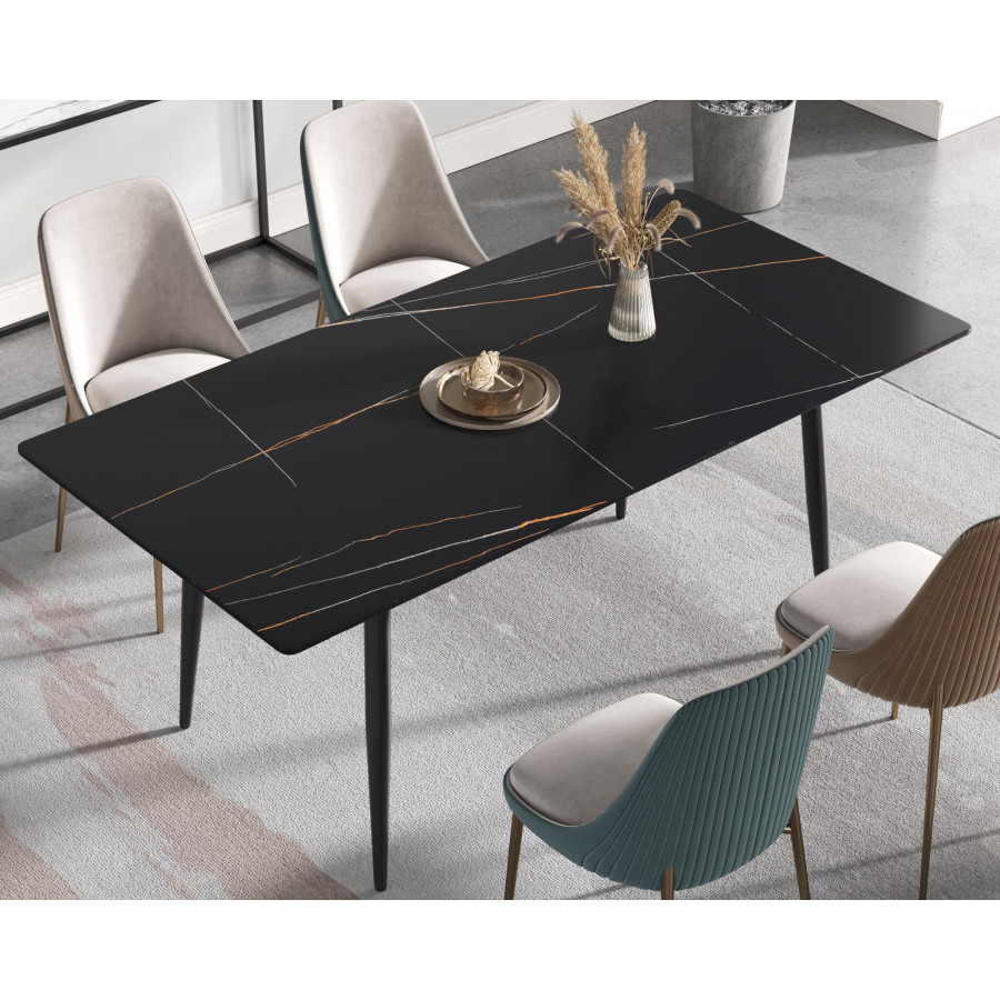 Crenus Sophia Rectangular Dining Table - Black, 70.87''