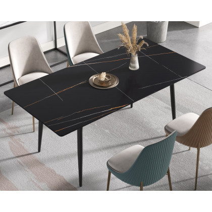 Crenus Sophia Rectangular Dining Table - Black, 70.87''