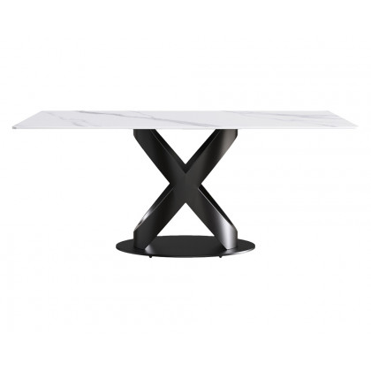 Crenus Basalto Rectangular Dining Table - White/Black, 70.87''
