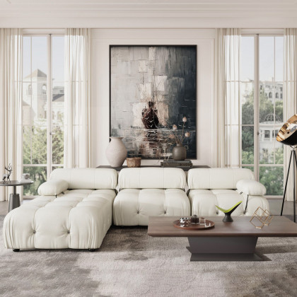 Crenus Lusso 103.95" 3-Seater Leather Sofa With Ottoman Water Resistant Anti scratch - Orange