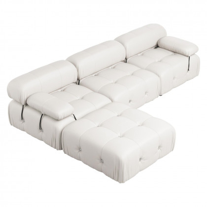 Crenus Lusso 103.95" 3-Seater Leather Sofa With Ottoman Water Resistant Anti scratch - Orange