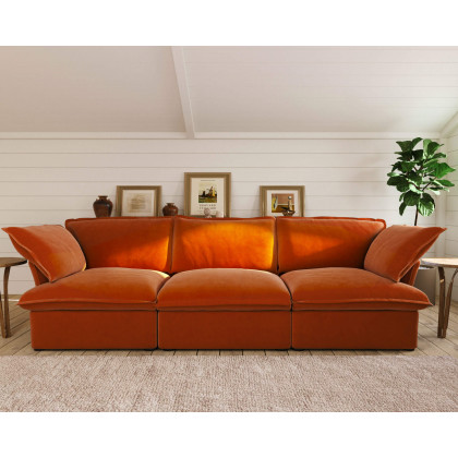 Crenus Softspot 122.82" Sectional Sofa 3-Seater with Sofa Cover - White