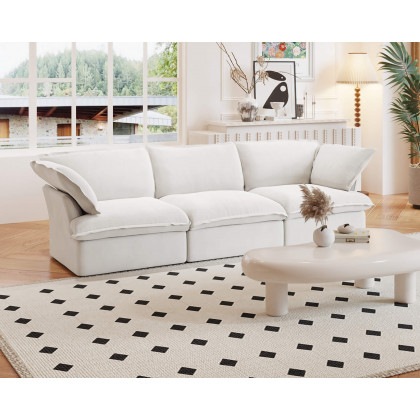 Crenus Softspot 122.82" Sectional Sofa 3-Seater with Sofa Cover - White