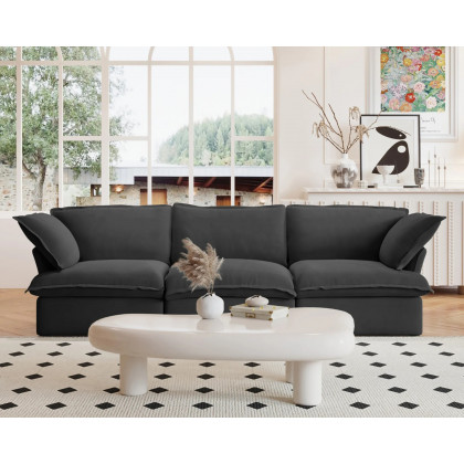 Crenus Softspot 122.82" Sectional Sofa 3-Seater with Sofa Cover - White
