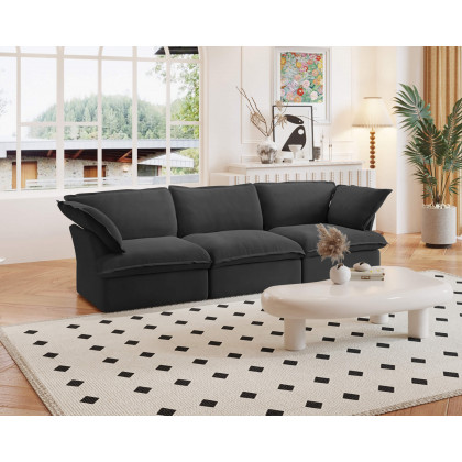 Crenus Softspot 122.82" Sectional Sofa 3-Seater with Sofa Cover - White