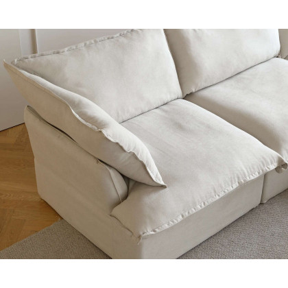 Crenus Softspot 122.82" Sectional Sofa 3-Seater with Sofa Cover - White