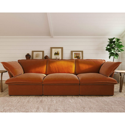 Crenus Softspot 122.82" Sectional Sofa 3-Seater with Sofa Cover - White