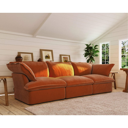 Crenus Softspot 122.82" Sectional Sofa 3-Seater with Sofa Cover - White
