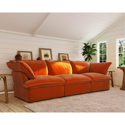 Crenus Softspot 122.82" Sectional Sofa 3-Seater with Sofa Cover - White
