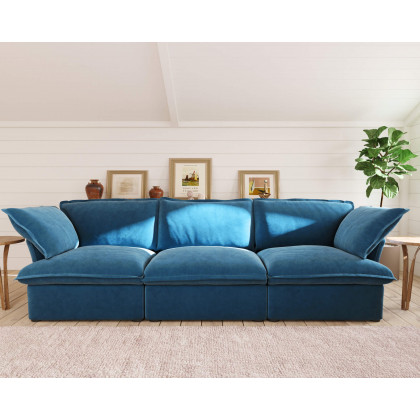 Crenus Softspot 122.82" Sectional Sofa 3-Seater with Sofa Cover - White