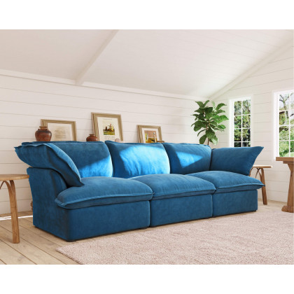 Crenus Softspot 122.82" Sectional Sofa 3-Seater with Sofa Cover - White
