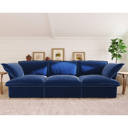 Crenus Softspot 122.82" Sectional Sofa 3-Seater with Sofa Cover - White