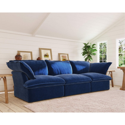 Crenus Softspot 122.82" Sectional Sofa 3-Seater with Sofa Cover - White