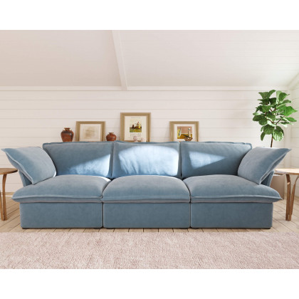 Crenus Softspot 122.82" Sectional Sofa 3-Seater with Sofa Cover - White