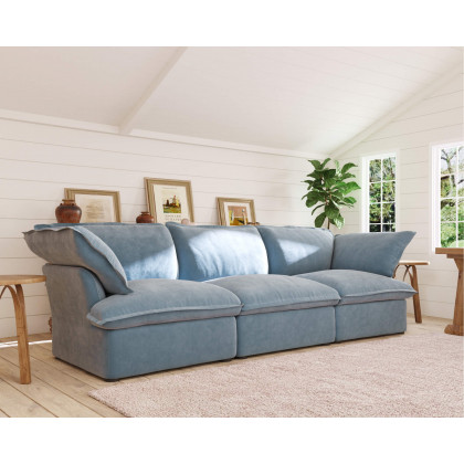 Crenus Softspot 122.82" Sectional Sofa 3-Seater with Sofa Cover - White