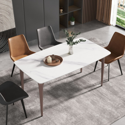 Crenus Sicilia Curved Rectangular Dining Table - Pandora/Gold, 63"