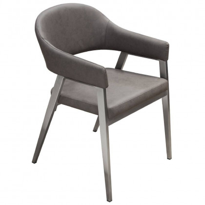 Diamond Sofa Adele Leatherette Dining/Accent Chairs with Brushed Stainless Steel Leg (Set of 2) - Gray