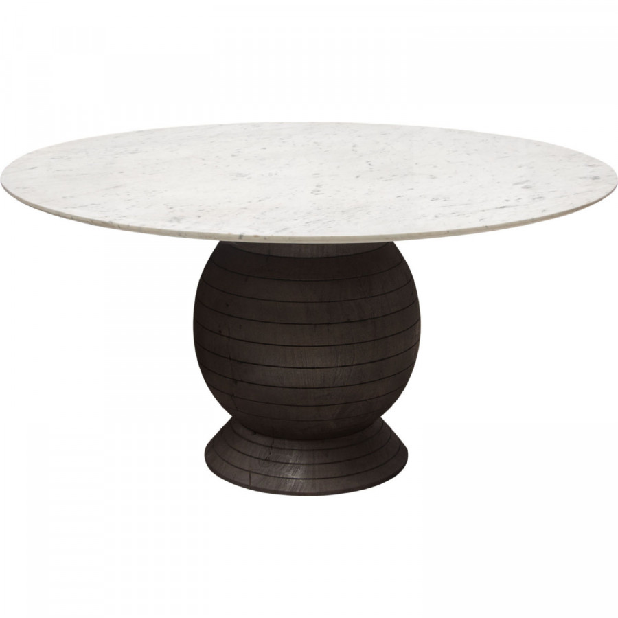 Diamond Sofa - Ashe Round Dining Table with Genuine White Marble Top and Solid Acacia Wood Base in Espresso Finish