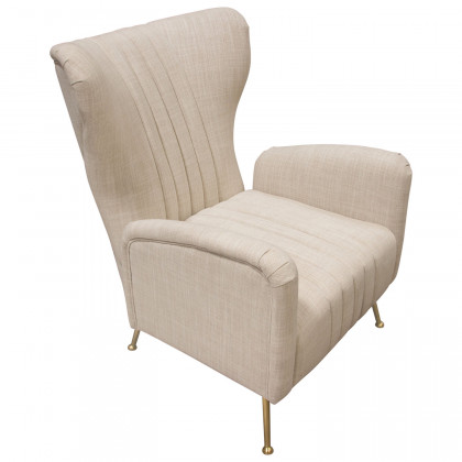 Diamond Sofa Ava Linen Chair with Gold Leg - Sand