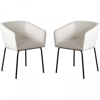 Diamond Sofa Avery Performance Fabric Dining Chairs with Black Metal Leg (Set of 2) - Mist White
