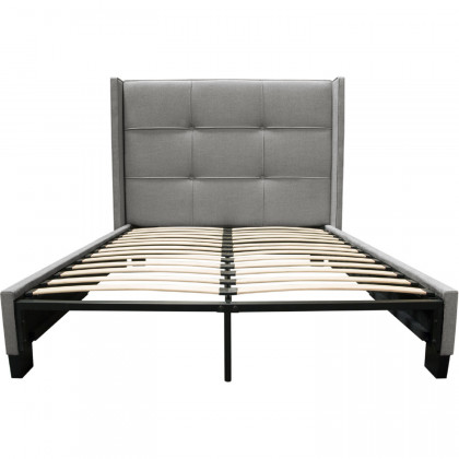 Diamond Sofa Beverly Fabric Eastern King Bed with Integrated Footboard Storage Unit & Accent Wings - Gray