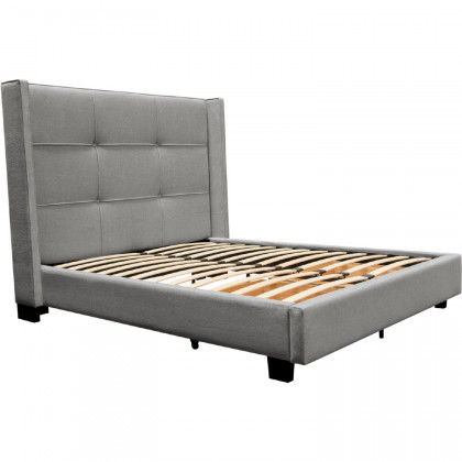 Diamond Sofa Beverly Fabric Queen Bed with Integrated Footboard Storage Unit & Accent Wings - Gray