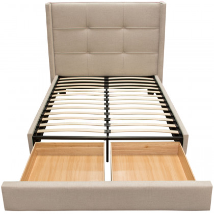 Diamond Sofa Beverly Fabric Queen Bed with Integrated Footboard Storage Unit & Accent Wings - Sand