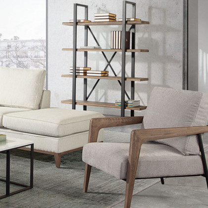 Diamond Sofa Blair Fabric Accent Chair with Curved Wood Leg Detail - Gray