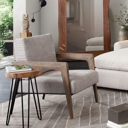 Diamond Sofa Blair Fabric Accent Chair with Curved Wood Leg Detail - Gray