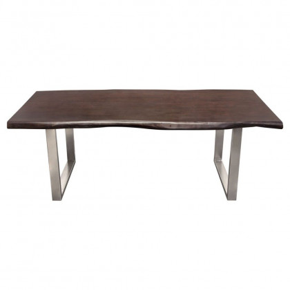 Diamond Sofa - Bowen Solid Acacia Wood Top Dining Table with Live Edge and Nickel Plated Base in Espresso Finish