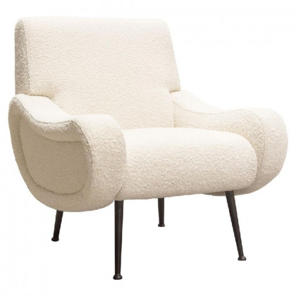 Diamond Sofa Cameron Boucle Textured Fabric Accent Chair with Black Leg - Bone