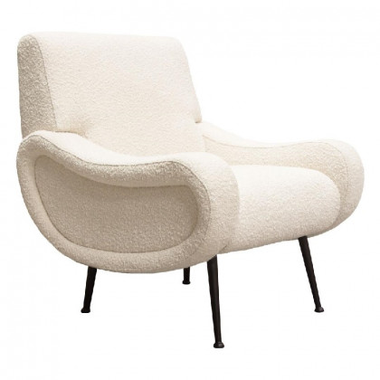 Diamond Sofa Cameron Boucle Textured Fabric Accent Chair with Black Leg - Bone