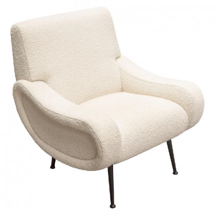 Diamond Sofa Cameron Boucle Textured Fabric Accent Chair with Black Leg - Bone