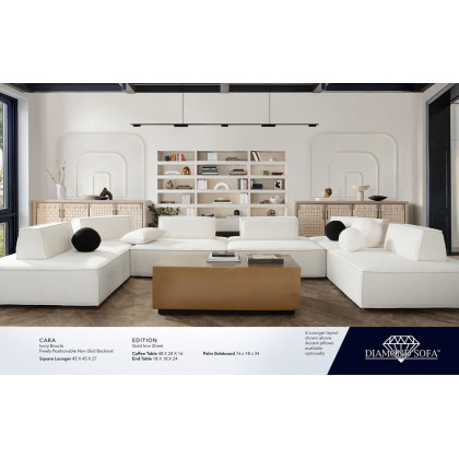 Diamond Sofa - Cara Square Modular Boucle Fabric Lounger with Moveable Non-Skid Backrest