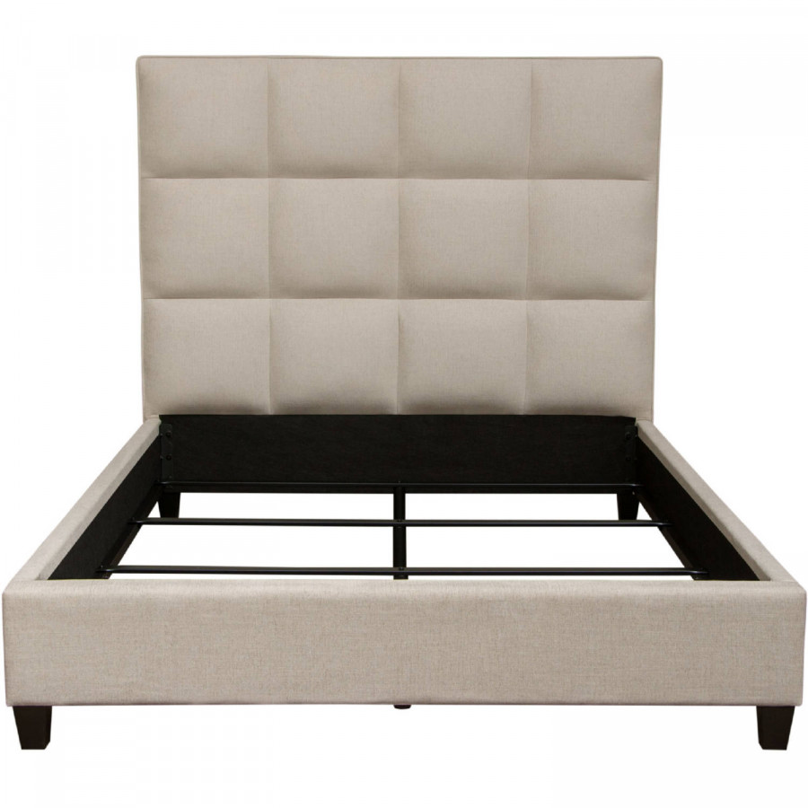 Diamond Sofa Devon Grid Fabric Tufted Queen Bed - Sand