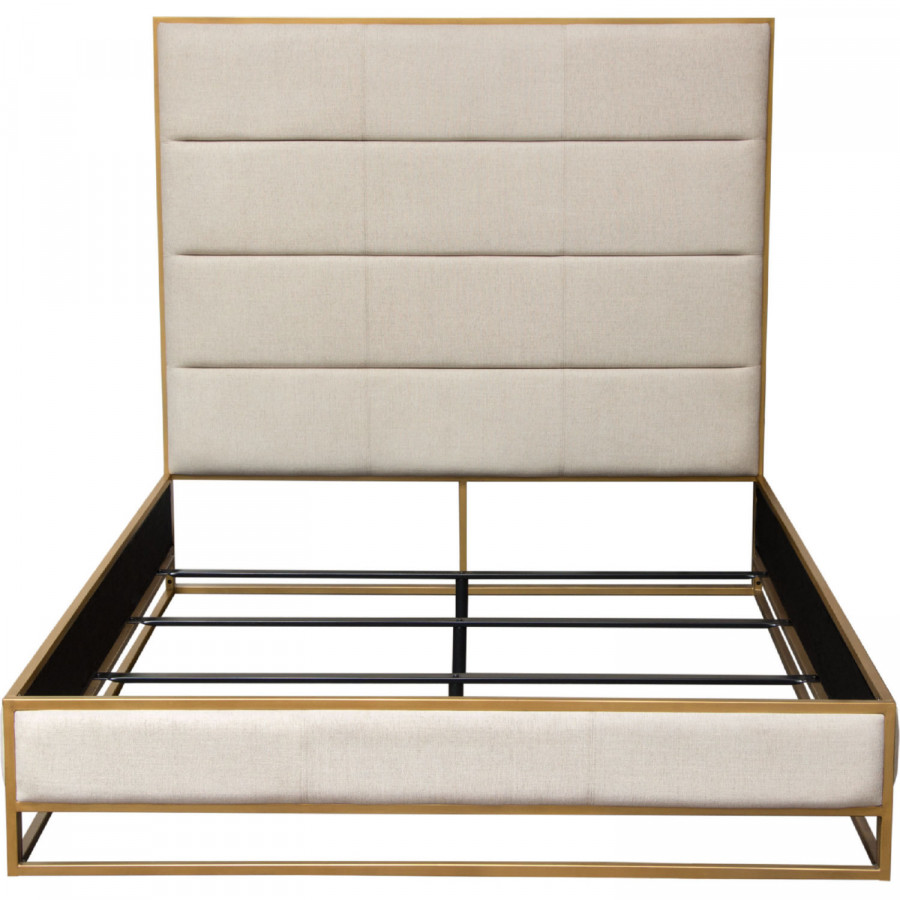 Diamond Sofa Empire Fabric Eastern King Bed with Hand Brushed Gold Metal Frame - Sand