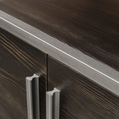 Diamond Sofa Empire 2-Door End Table in Dark Brown Veneer with Hand Brushed Metal Frame - Silver