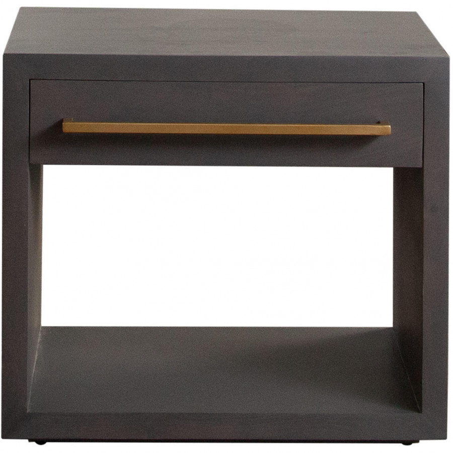 Diamond Sofa Encore Solid Mango Wood 1-Drawer End Table with Gold Metal Handle - Gray Oak