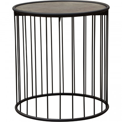 Diamond Sofa - Gibson 22" Round End Table with Gray Oak Finished Top and Metal Base