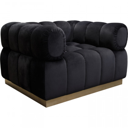 Diamond Sofa Image Low Profile Velvet Chair with Brushed Gold Base - Black