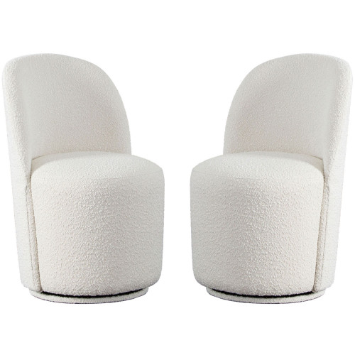 Diamond Sofa Kendall Boucle Fabric Dining/Accent Swivel Chair - Ivory