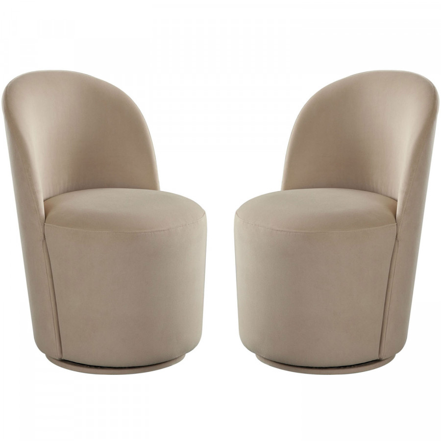Diamond Sofa Kendall Performance Velvet Dining/Accent Swivel Chair - Light Camel