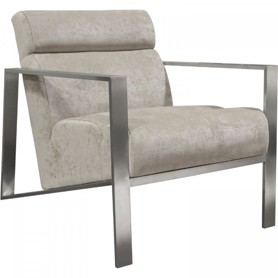 Diamond Sofa - La Brea Fabric Accent Chair with Brushed Stainless Steel Frame in Champagne