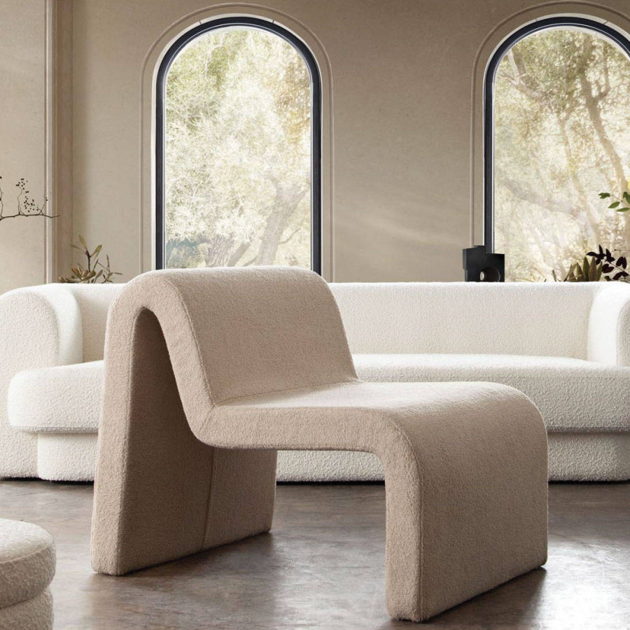 Diamond Sofa - Lana Looped Shearling Fabric Accent Chair in Camel
