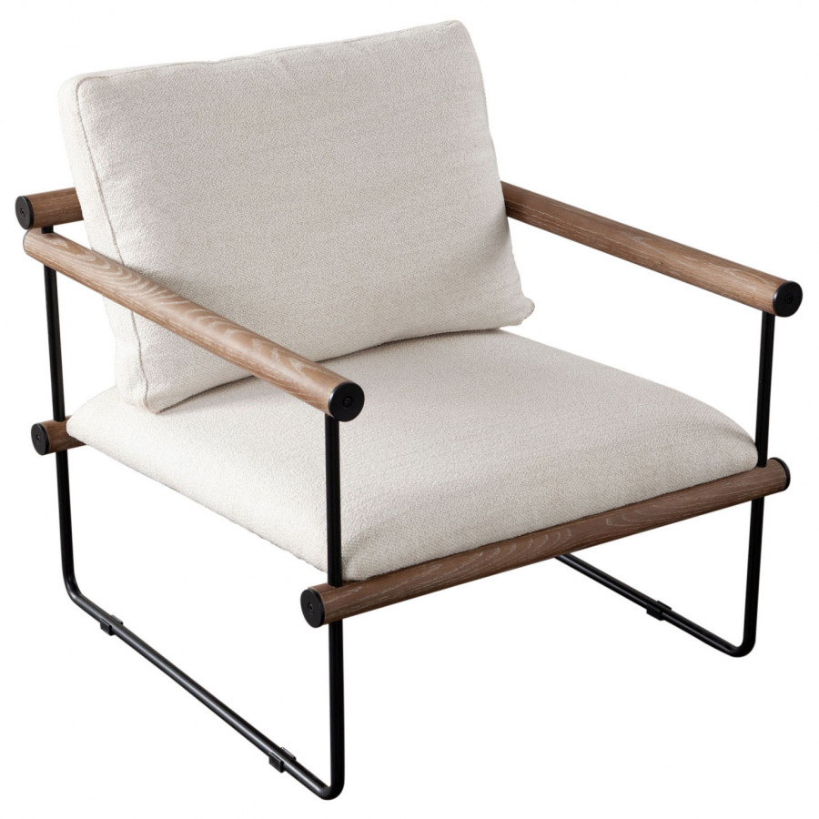 Diamond Sofa - Liam Fabric Accent Chair with Metal Frame & Wood Arm in Cream