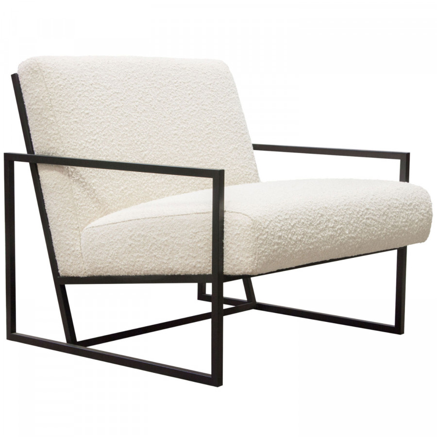 Diamond Sofa - Luxe Boucle Textured Fabric Accent Chair with Black Powder Coat Frame in Bone