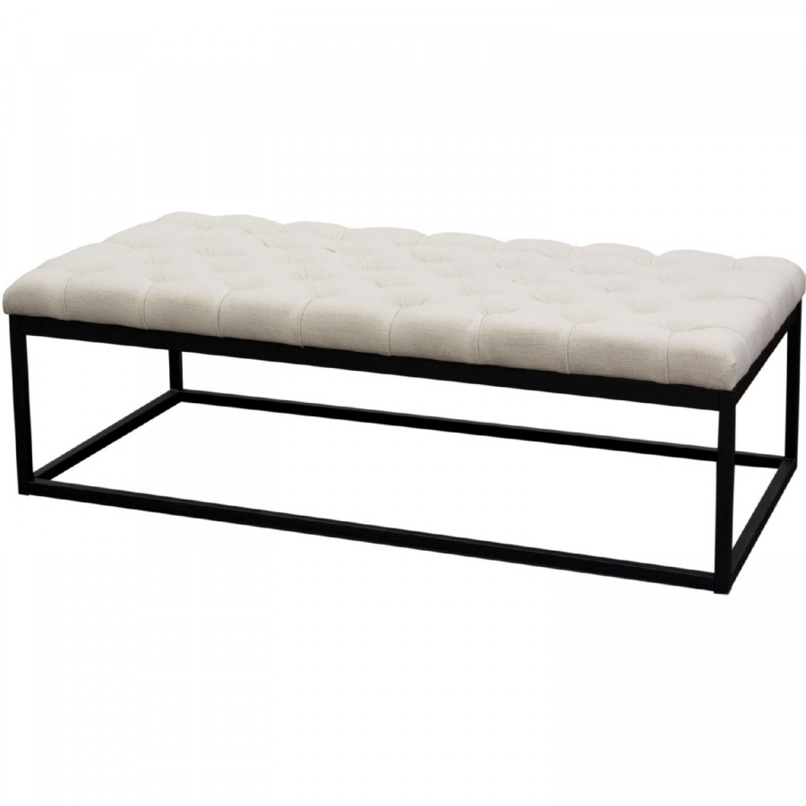 Diamond Sofa Mateo Black Powder Coat Metal Large Linen Tufted Bench - Desert Sand